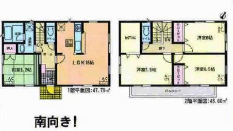 Floor plan. 24,900,000 yen, 4LDK+S, Land area 125.13 sq m , Building area 96.39 sq m 2 Building Floor