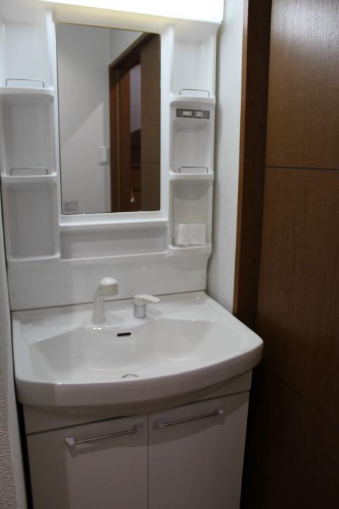 Wash basin, toilet. Shower Dresser