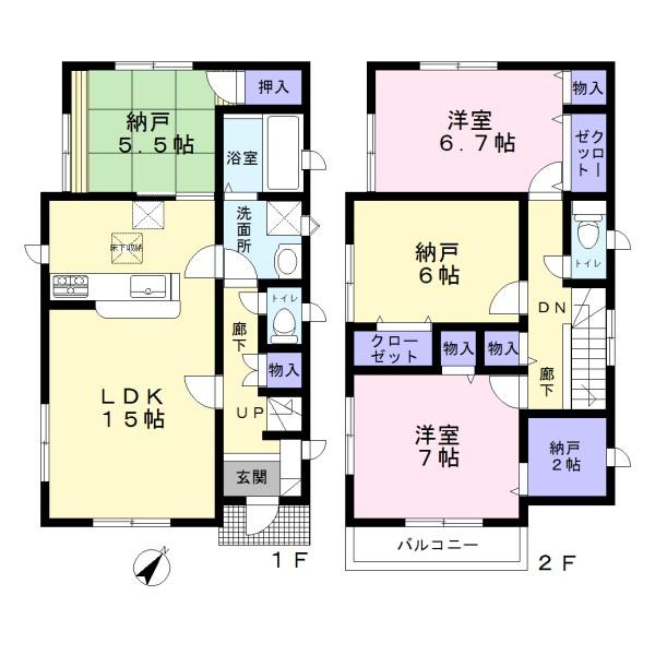 Floor plan. (1 Building), Price 30,900,000 yen, 4LDK+S, Land area 104.64 sq m , Building area 97.6 sq m