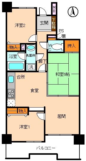 Floor plan. 3LDK, Price 11.9 million yen, Occupied area 58.35 sq m
