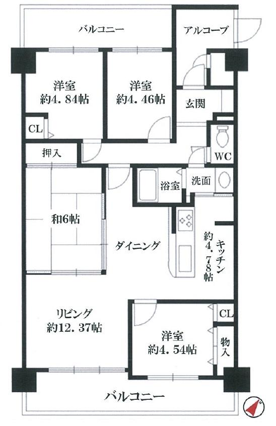 Floor plan. 4LDK, Price 9.8 million yen, Occupied area 79.79 sq m , Balcony area 18.37 sq m