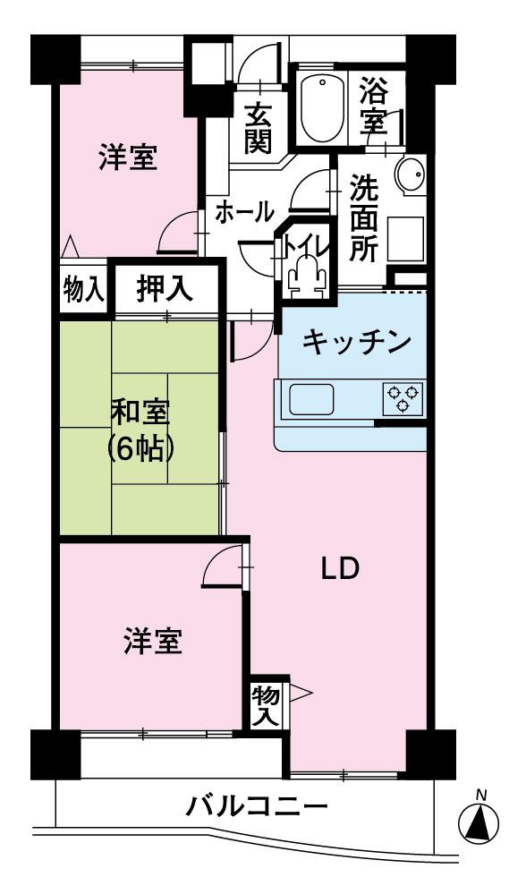 Floor plan. 3LDK, Price 13.5 million yen, Occupied area 67.36 sq m , Balcony area 9.64 sq m