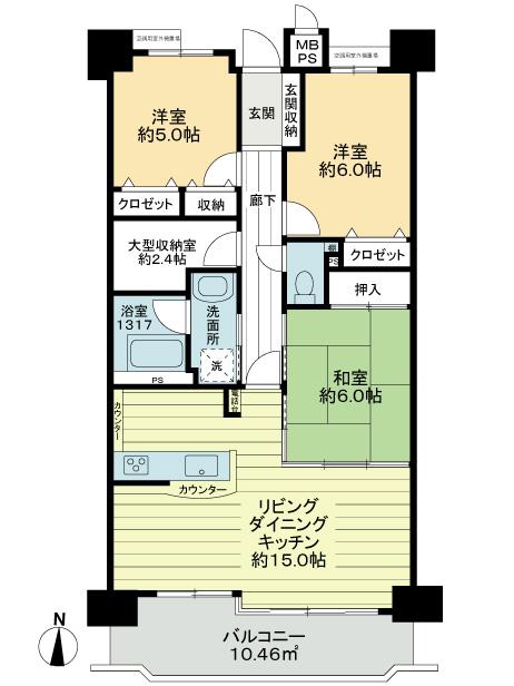 Floor plan. 3LDK, Price 21.5 million yen, Occupied area 78.08 sq m , Balcony area 10.46 sq m contemplated the use comfortable floor plan, Please refer to the large storage room, etc..