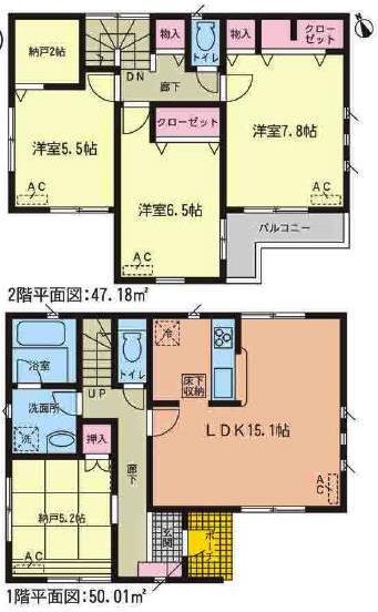 Floor plan. Price 30,900,000 yen, 3LDK+2S, Land area 102.21 sq m , Building area 97.19 sq m