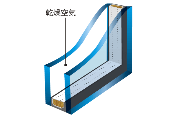 Interior.  [Pair glass] Pair glass filled with dry air in between two sheets of plate glass, Has been adopted in the room all the windows. High sound insulation and thermal insulation properties, It provides excellent effect to the dew condensation suppression (conceptual diagram)