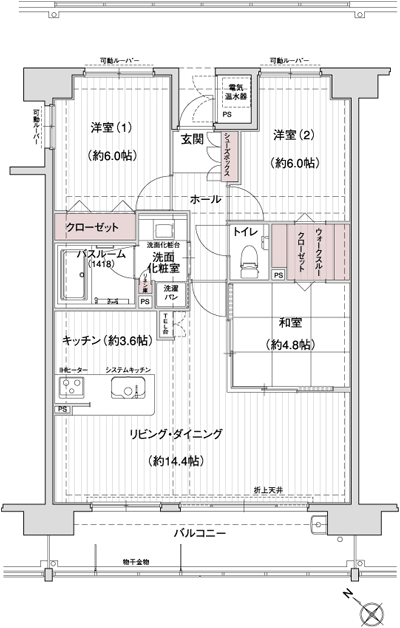 Floor: 3LDK + walk-through closet, occupied area: 73.45 sq m, Price: 27,850,000 yen ・ 28,150,000 yen