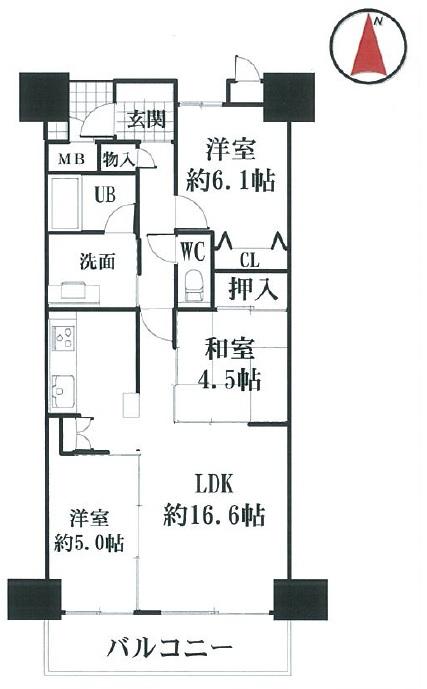 Floor plan. 3LDK, Price 20,900,000 yen, Occupied area 72.43 sq m , Balcony area 10.52 sq m
