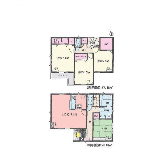 Floor plan. (1 Building), Price 28,900,000 yen, 3LDK+2S, Land area 100.98 sq m , Building area 97.19 sq m