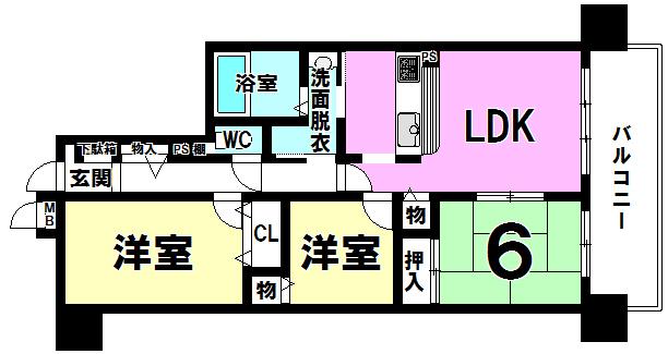 Floor plan. 3LDK, Price 14.3 million yen, Occupied area 70.56 sq m , Even Western-style balcony area 8.4 sq m spread
