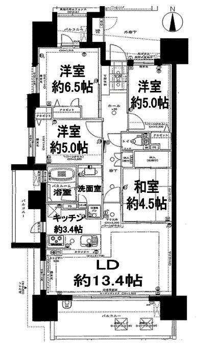 Floor plan. 4LDK, Price 31,800,000 yen, Occupied area 83.01 sq m , Balcony area 20.64 sq m