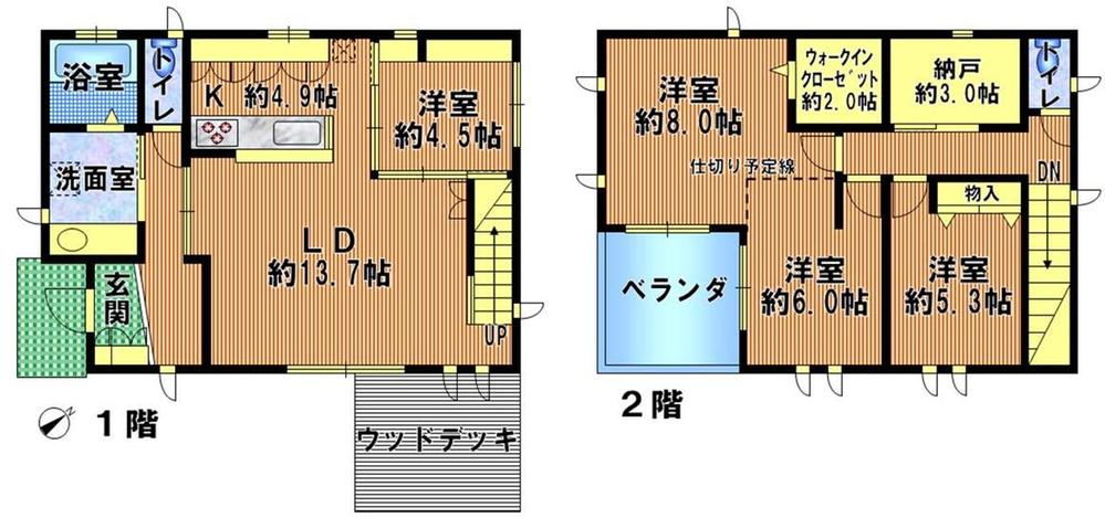 Floor plan. 32,800,000 yen, 3LDK + 2S (storeroom), Land area 168.88 sq m , Building area 112.54 sq m