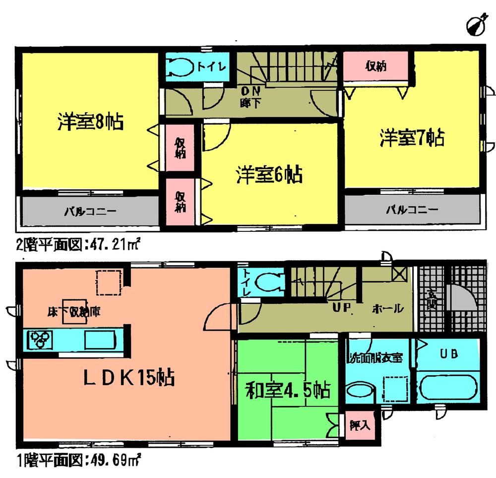 Floor plan. (Building 2), Price 28.8 million yen, 4LDK, Land area 122.04 sq m , Building area 96.9 sq m