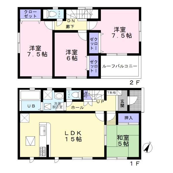 Floor plan. (1 Building), Price 32 million yen, 4LDK, Land area 129.26 sq m , Building area 96.9 sq m