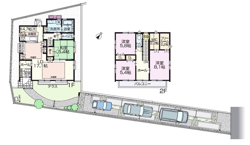 Floor plan. (No.3), Price 42,300,000 yen, 4LDK, Land area 212.8 sq m , Building area 122.13 sq m