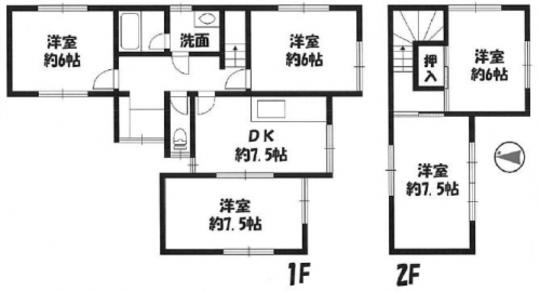 Floor plan. 21,800,000 yen, 5DK, Land area 169.68 sq m , Building area 89.01 sq m