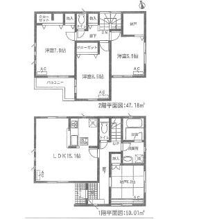 Floor plan. (1 Building), Price 29,900,000 yen, 3LDK+2S, Land area 100.98 sq m , Building area 97.19 sq m