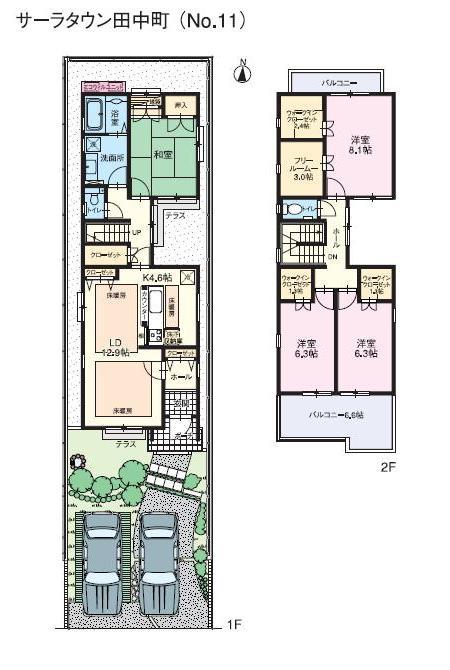 Floor plan. (No.11), Price 38,990,000 yen, 4LDK, Land area 157.29 sq m , Building area 124.75 sq m