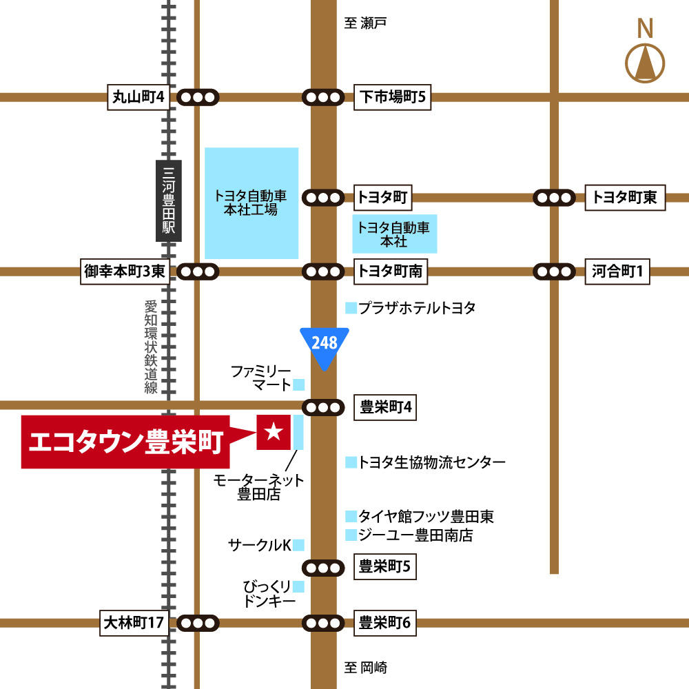 Local guide map. Please come when you come in 4-chome 165 No. Toyota City Toyosaka-cho, in the car navigation system. 