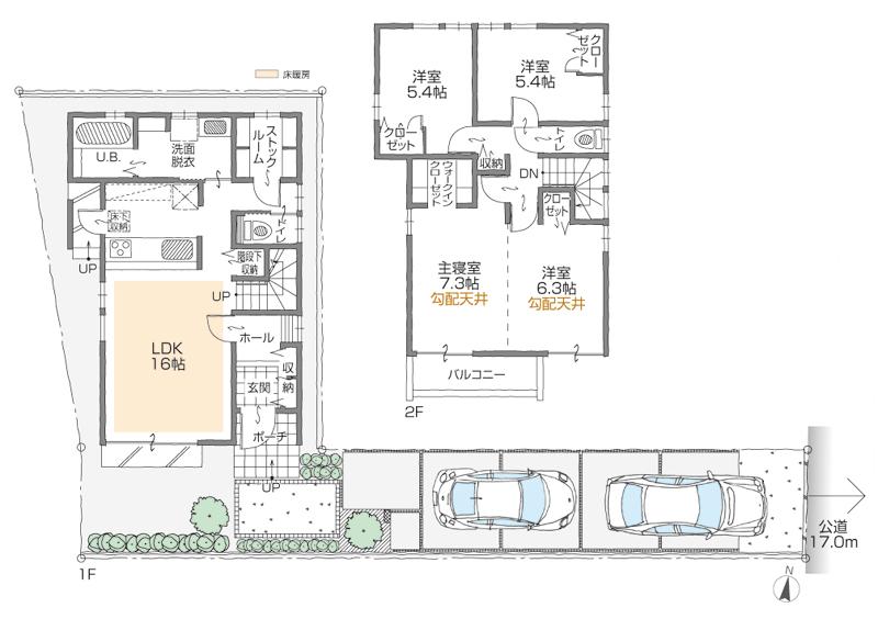 Floor plan. (B Building), Price 35,800,000 yen, 4LDK+2S, Land area 134.42 sq m , Building area 104.35 sq m