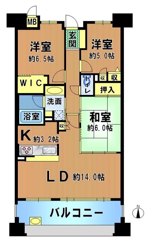 Floor plan. 3LDK, Price 24,800,000 yen, Footprint 75.6 sq m , Balcony area 11.22 sq m