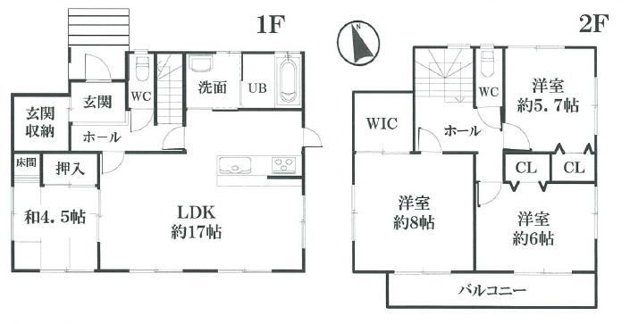 Floor plan. 36,800,000 yen, 4LDK, Land area 164.04 sq m , Building area 105.17 sq m