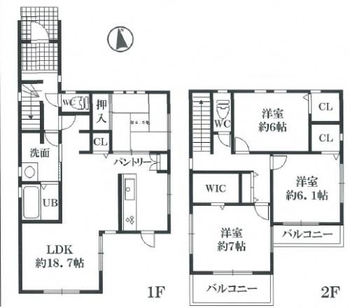 Floor plan. 32,800,000 yen, 4LDK, Land area 129.38 sq m , Building area 103.87 sq m