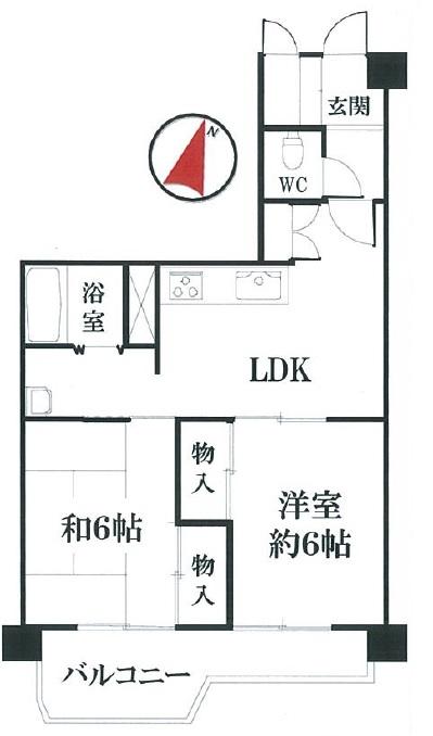 Floor plan. 2LDK, Price 4.9 million yen, Occupied area 49.88 sq m , Balcony area 7.67 sq m