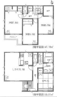 Floor plan. (1 Building), Price 28,900,000 yen, 3LDK+2S, Land area 100.98 sq m , Building area 97.19 sq m