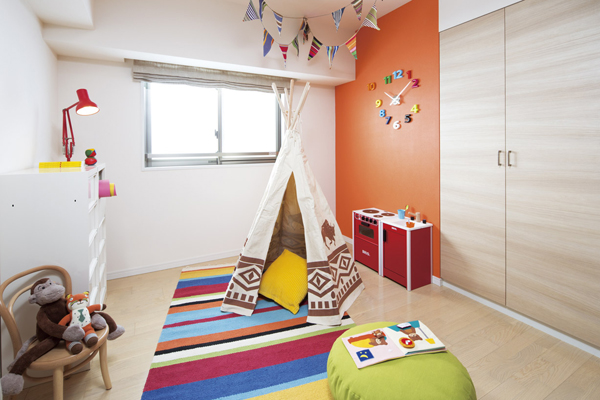 Interior.  [Western style room] Western-style to become a space of LDK integral opened the sliding door is, Space that can variety of use. Eye is likely to reach, It is perfect for children's room (A type model room)