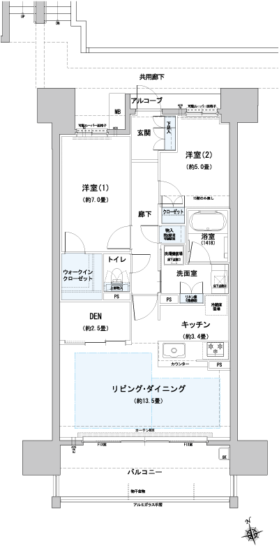 Floor: 2LDK + DEN + WIC, the occupied area: 72.05 sq m, Price: 25,500,000 yen ~ 28.8 million yen