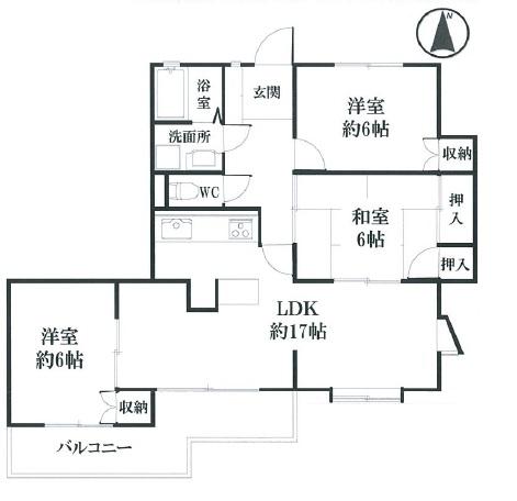 Floor plan. 3LDK, Price 9.9 million yen, Occupied area 74.97 sq m