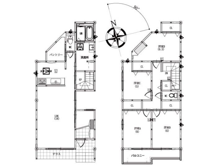 Floor plan. 40,100,000 yen, 4LDK, Land area 119.55 sq m , Building area 109.31 sq m Floor
