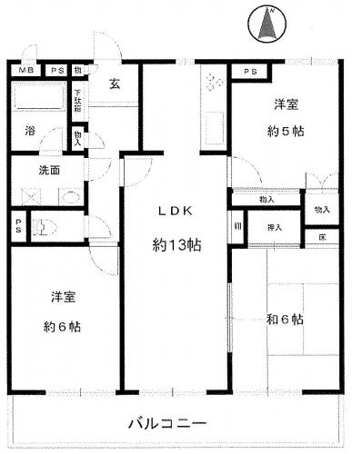 Floor plan. 3LDK, Price 11.5 million yen, Occupied area 67.23 sq m , Balcony area 11.34 sq m