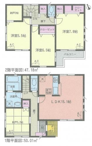 Floor plan. (1 Building), Price 30,900,000 yen, 3LDK+S, Land area 102.21 sq m , Building area 97.19 sq m