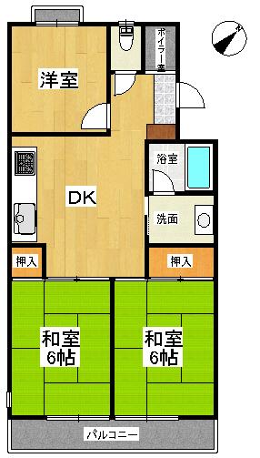 Floor plan. 3DK, Price 3.5 million yen, Occupied area 49.17 sq m , Balcony area 5.94 sq m