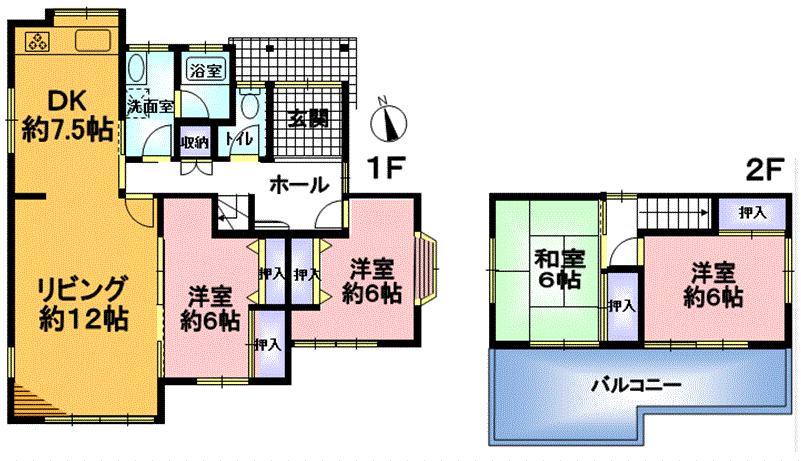 Floor plan. 24,800,000 yen, 4LDK, Land area 210.02 sq m , Building area 105.98 sq m