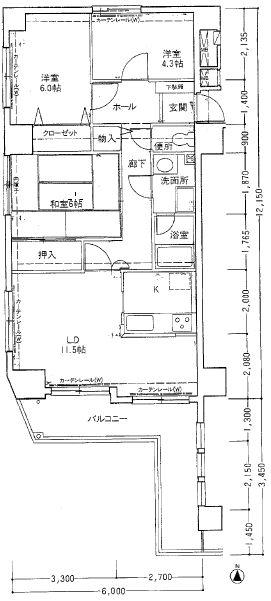 Floor plan. 3LDK, Price 14.9 million yen, Occupied area 72.41 sq m , Balcony area 12.51 sq m