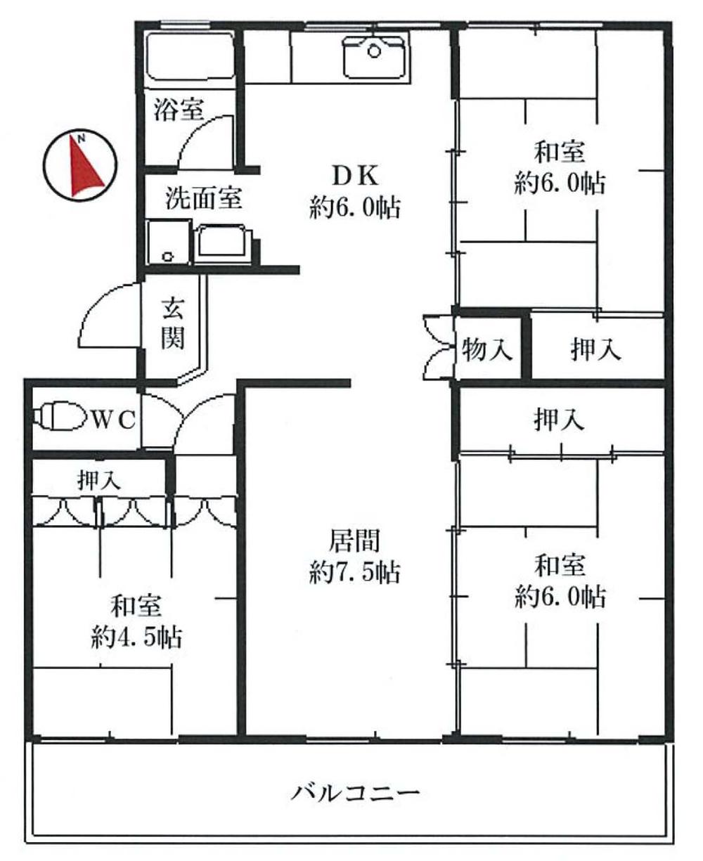 Floor plan. 4DK, Price 4.2 million yen, Occupied area 64.35 sq m