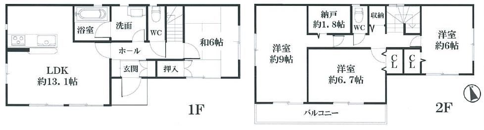 Floor plan. 26.5 million yen, 4LDK, Land area 121.54 sq m , Building area 96.79 sq m