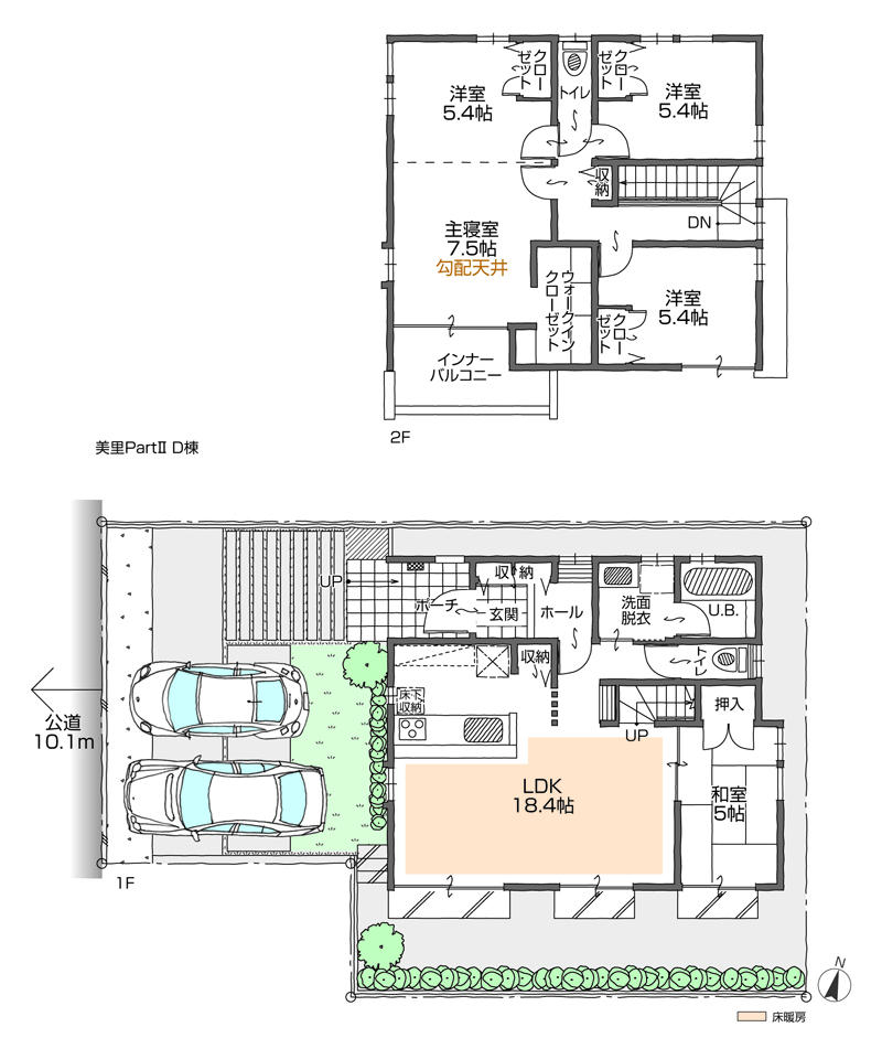 Floor plan. (D Building), Price 43,500,000 yen, 5LDK, Land area 147.96 sq m , Building area 115.11 sq m