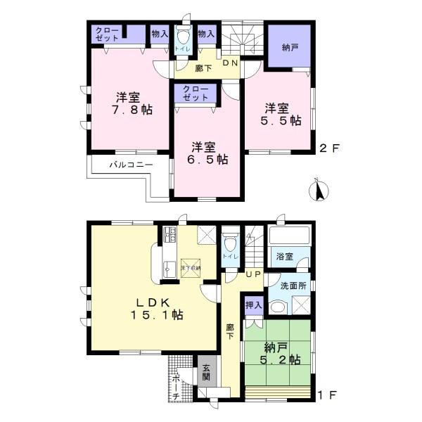 Floor plan. (1 Building), Price 28,900,000 yen, 4LDK, Land area 100.98 sq m , Building area 97.19 sq m