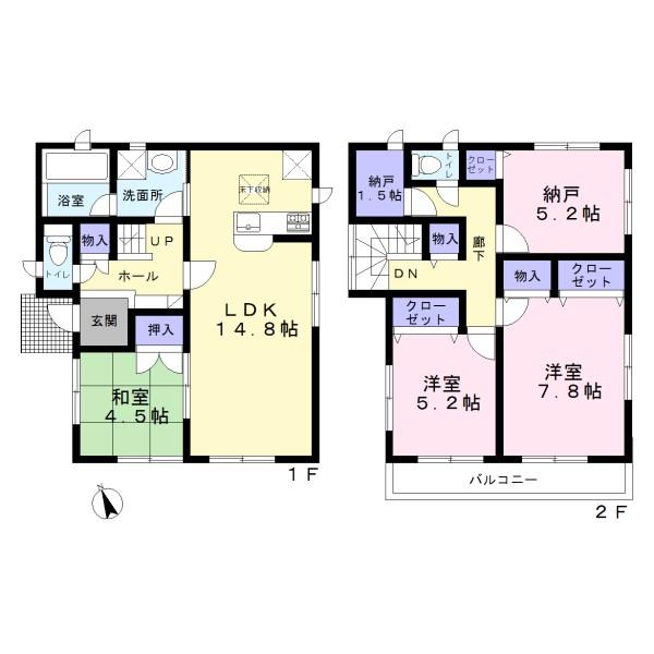 Floor plan. (Building 2), Price 25,900,000 yen, 4LDK, Land area 120.41 sq m , Building area 95.98 sq m
