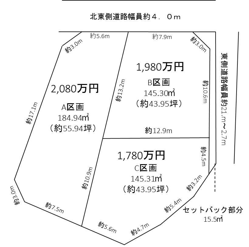 Compartment figure. Land price 19,800,000 yen, Land area 145.3 sq m