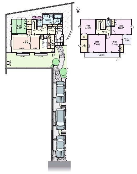 Floor plan. (No.2), Price 39,950,000 yen, 5LDK, Land area 199.79 sq m , Building area 123 sq m