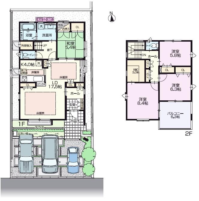 Floor plan. (No.4), Price 42,800,000 yen, 4LDK, Land area 161.14 sq m , Building area 124 sq m