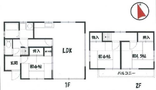 Floor plan. 12.8 million yen, 3LDK, Land area 206.68 sq m , Building area 73.69 sq m