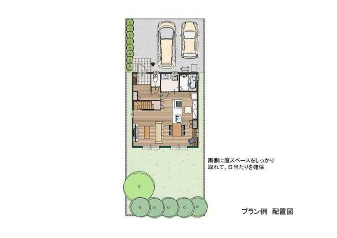 Compartment view + building plan example. Building plan example, Land price - plan example layout drawing You can also firmly ensure day by taking the garden on the south side. 