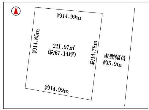 Compartment figure. Land price 25,900,000 yen, In land area 221.97 sq m frontage spacious, You can architecture in your favorite house manufacturer's.