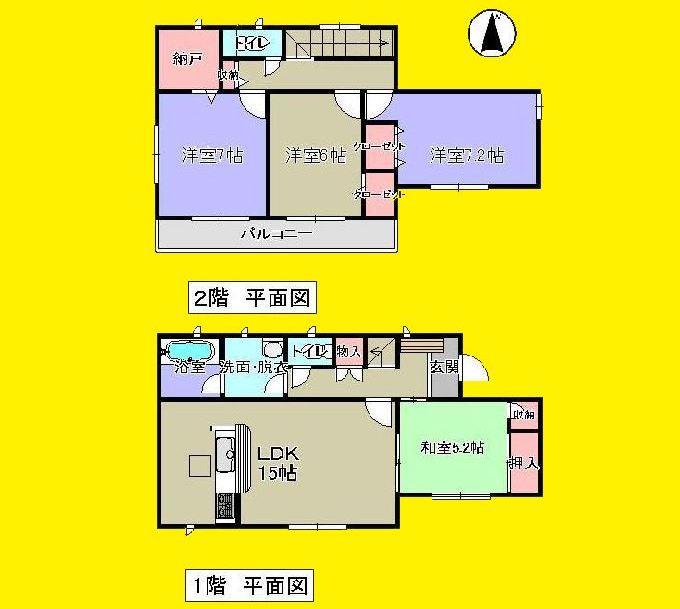 Floor plan. (Building 2), Price 18 million yen, 4LDK+S, Land area 172.98 sq m , Building area 97.19 sq m