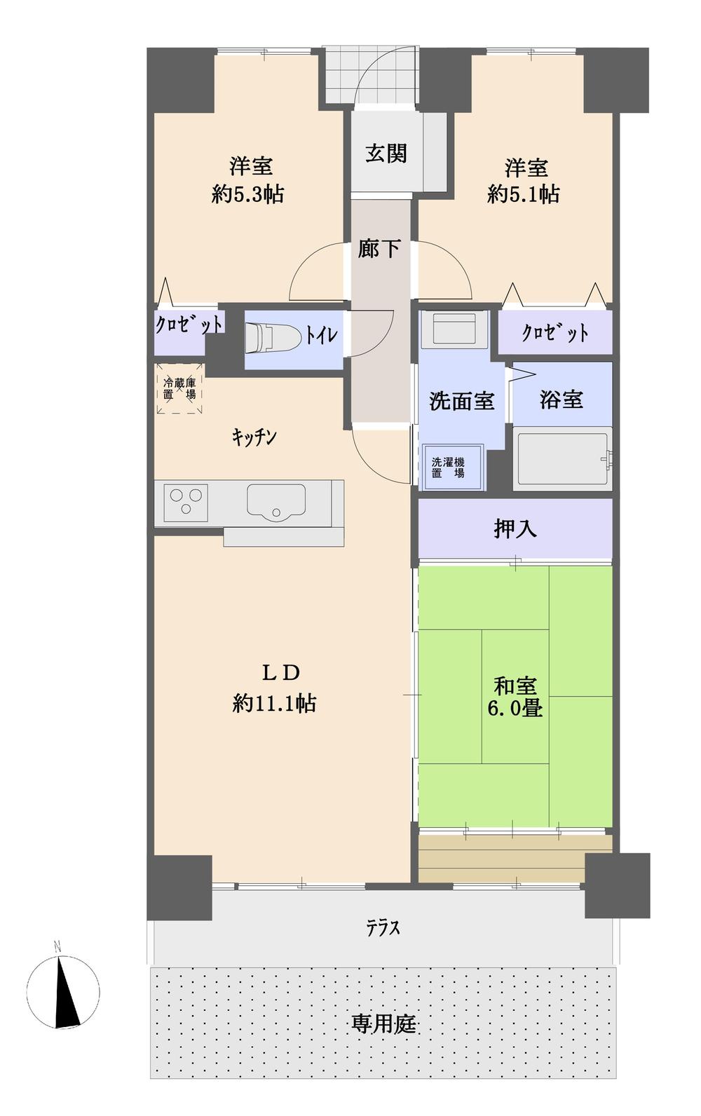 Floor plan. 3LDK, Price 9.3 million yen, Occupied area 70.28 sq m